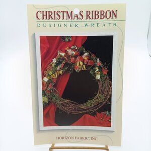 Vintage Ribbon Wreath Patterns Designer Christmas, Horizon Fabric 1993